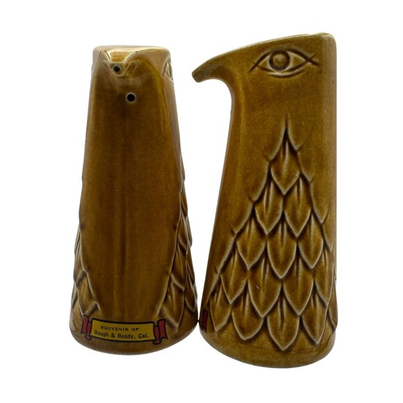 Holt Howard Eagle Falcon Ceramic Salt & Pepper Shakers Vintage 1960’s w Stopper - Picture 1 of 6